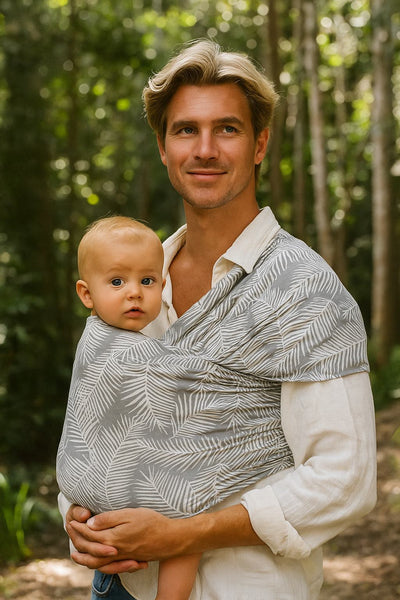 WINTER SALE 15% OFF! Lightweight wrap carrier 100% organic cotton - grey palms & FREE Doll's wrap (valued at $19.95)