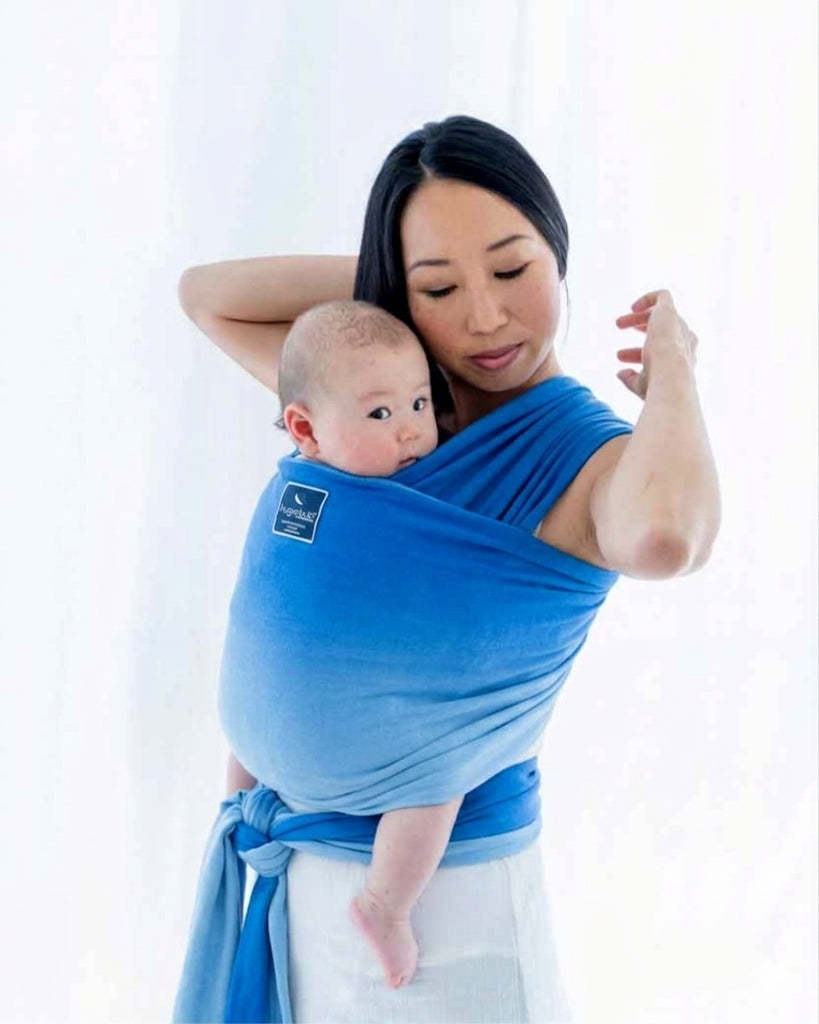 PRE-ORDER NOW! NEW Lightweight wrap carrier 100% organic cotton - OMBRÉ AZURE & FREE Discoveroo Wooden Car (valued at $9.95) - available October 15th!