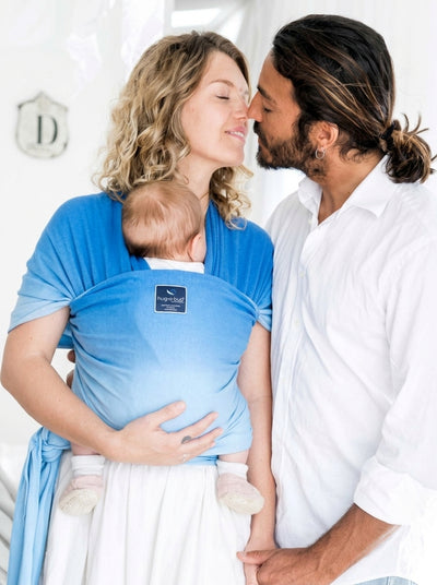 PRE-ORDER NOW! NEW Lightweight wrap carrier 100% organic cotton - OMBRÉ AZURE & FREE Discoveroo Wooden Car (valued at $9.95) - available October 15th!