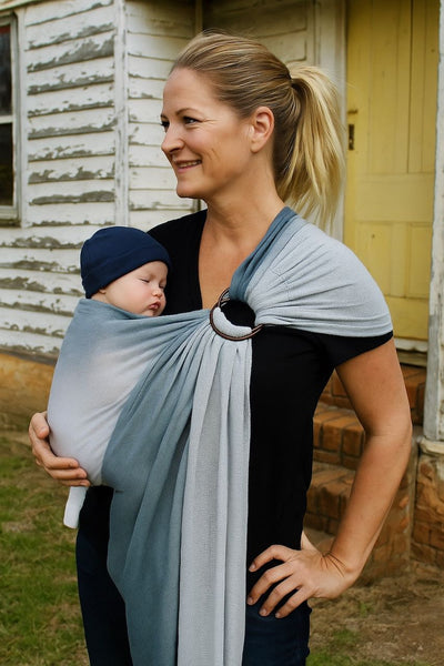 WINTER SALE 15% OFF! Mesh ring sling 100% organic - ombré dusk & FREE Doll's wrap (valued at $19.95)