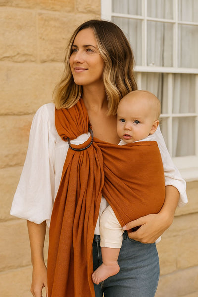 WINTER SALE 15% OFF! Mesh ring sling 100% organic - earth & FREE Doll's wrap (valued at $19.95)