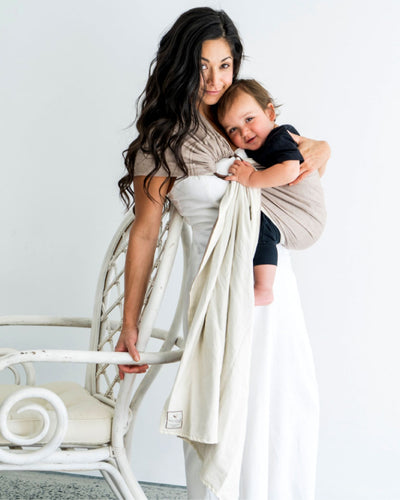 Reversible ring sling 100% organic - sand/stone & FREE BABY EINSTEIN: Baby Mozart - Music Festival DVD (valued at $22.95)